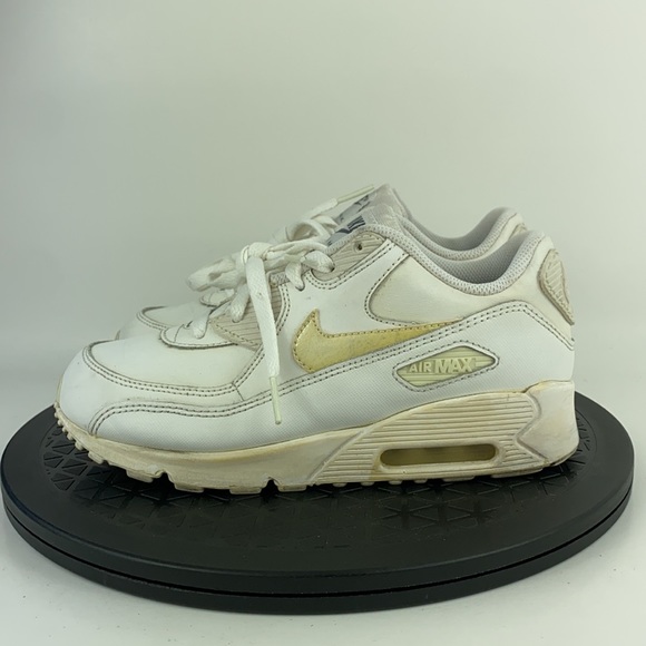 Nike Air Max 90 White Leather Athletic Running Shoes 724822-100 Youth Size 3Y - Picture 8 of 11